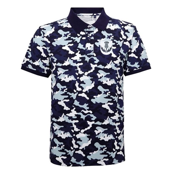 Image de Rugby Vintage - Polo Ecosse années 1990 - Camo Bleu