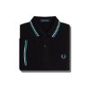 Fred Perry - Twin Tipped Polo Shirt - Black/ Ecru/ Deep Mint