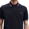 Fred Perry - Twin Tipped Polo - Navy/ Snow White/ Burnt Red