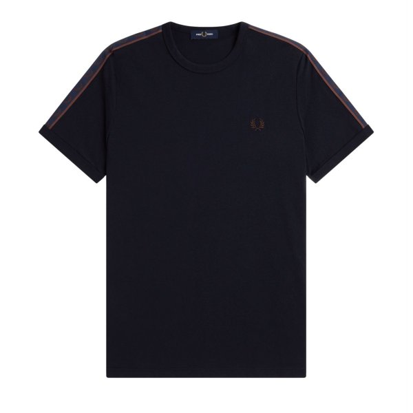 Fred Perry - Contrast Tape Ringer T-Shirt - Navy/ Carrington Brick