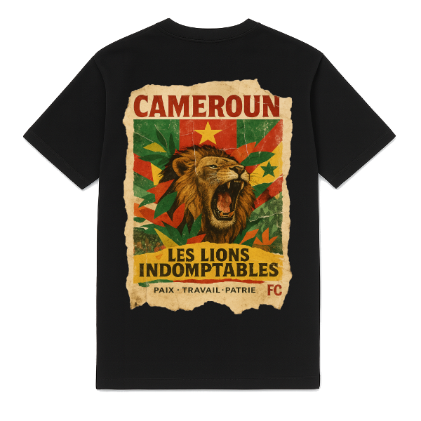 FC ELEVEN - Kameroen Les Lions Indomptables Heavy T-Shirt - Zwart