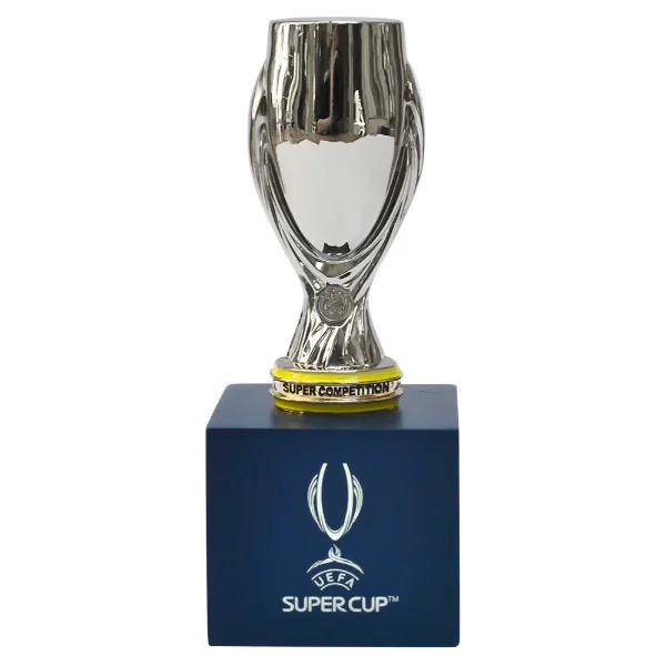 UEFA Super Cup Official Trophy Replica on Wooden Pedestal (45mm)