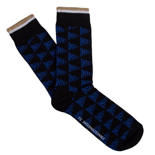 FC Internazionale All Over Pattern Sokken - Zwart/ Blauw