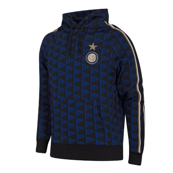 COPA Football - FC Internazionale All Over Pattern Hooded Sweater - Black/ Blue